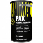 Supplement container labeled 'PAK Ultimate Foundation' with black and yellow design.