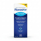 Florastor Dual Action probiotic supplement packaging on a white background