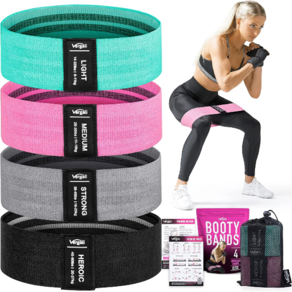 Set of fabric resistance bands for home workouts, strength training, glute exercises, and healthy living.